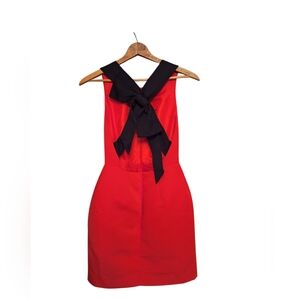 Kate Spade Red Backless Dress with Black Bow
